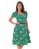 Vestido Crepe Estampado Verde Bella Herança