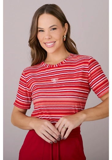 Blusa Francy em Malha Textura Relax Laranja Tatá Martello Outono/Inverno 2025