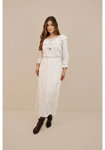 Vestido Verediana Em Viscose Jacquard Off White Nitido Outono/Inverno 2026