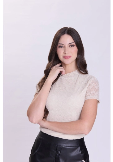 Blusa Brenda Em Renda Bege Hapuk Outono/Inverno 2026