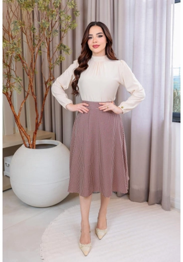 Saia Jussara Em Tecido Tweed Xadrez Maria Amore Outono/Inverno 2026