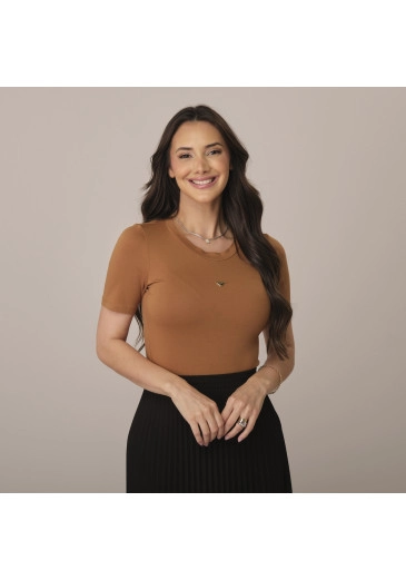 Blusa Kiara Em Malha Pima Premium Marrom Tata Martello Primavera/Verão 2026