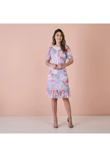 Conjunto Fabiana Em Tule Estampa Exclusiva Lilás Tatá Martello Primavera/Verão 2024