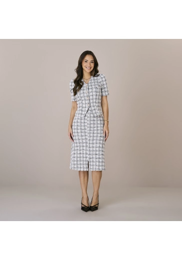 Conjunto Nathiely Em Tweed Vilhena Preto Tatá Martello Outono/Inverno 2025