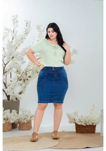 Blusa Confeccionada Em Viscolinho Verde Menta Mulher Morena Outono/Inverno 2025