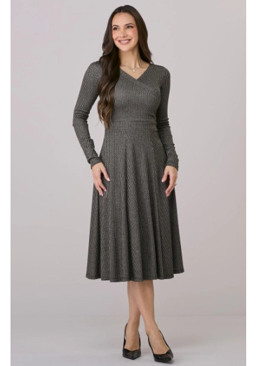 Vestido Lais Em Jacquard Preto Tata Martello Outono/Inverno 2026