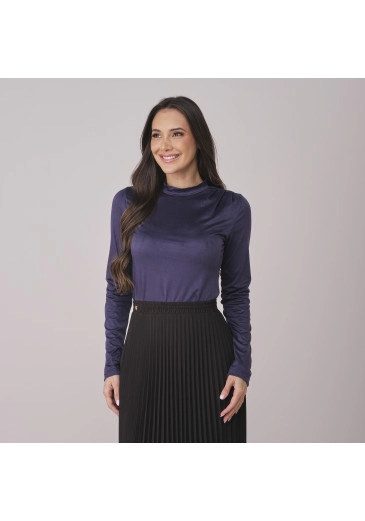 Blusa Elis Em Malha Suede Azul Marinho Tata Martello Outono/Inverno 2026