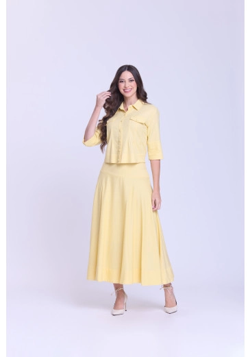 Conjunto Poliana Em Linho Amarelo Hapuk Outono/Inverno 2026