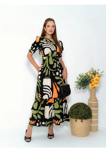 Vestido Max Em Viscose Estampado Luciana Pais Outono/Inverno 2025