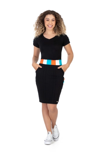 Conjunto Alice Preto Jeans Em Mix De Malha Botões Fixos Hapuk Alto Verão 2024