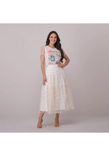 Saia Ariane Em Tule Off White Tata Martello Primavera/Verão 2026