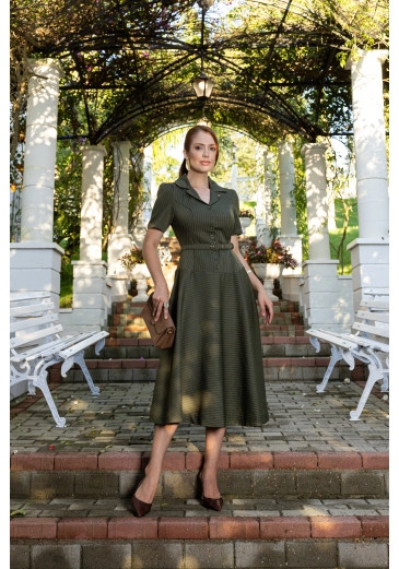 Vestido Ana Maria Em Alfaiataria Gisca De Giz Verde Jany Pim Outono/Inverno 2026