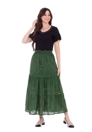 Blusa Em Malha Algodão Com Bordado Manual E Babados Preta Hapuk Outono/Inverno 2024