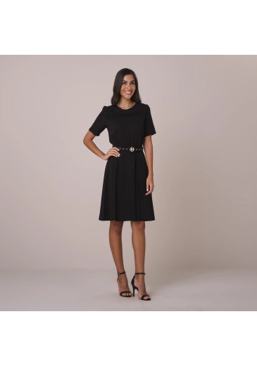 Vestido Elise Em Viscose Cosmo Preta Tatá Martello   Primavera/Verão 2026