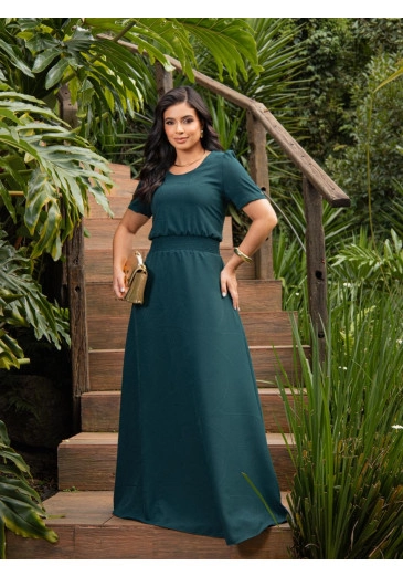 Vestido Cintia Em Crepe Maquinetada Verde Maria Amore Outono/Inverno 2026