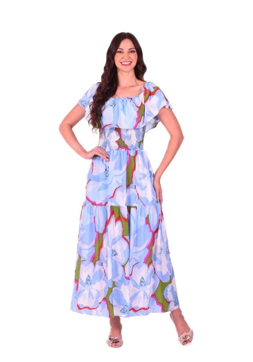 Vestido Heloisa Em Tecido Plano Estampado Azul Hapuk Primavera/Verão 2027