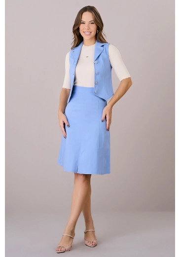 Conjunto Camily Em Bengaline Com Elastano Azul Tatá Martello Outono/Inverno 2025