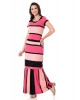 Vestido Longo Listrado Rosa Hapuk