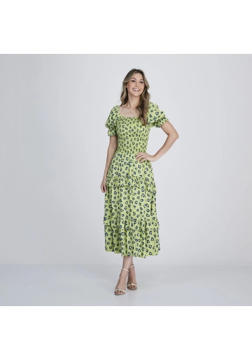 Vestido Daiana Em Viscose Estampada Verde Tata Martello Alto Verão 2024