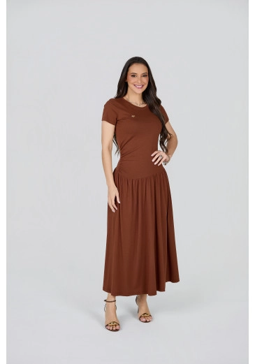 Vestido Beatriz Em Malha Marrom Tata Martello Primavera/Verão 2027