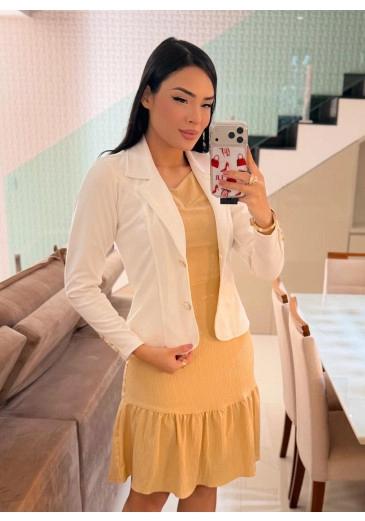 Blazer Helena Em Malha Montaria Bege  Maria Amore Outono/Inverno 2026 