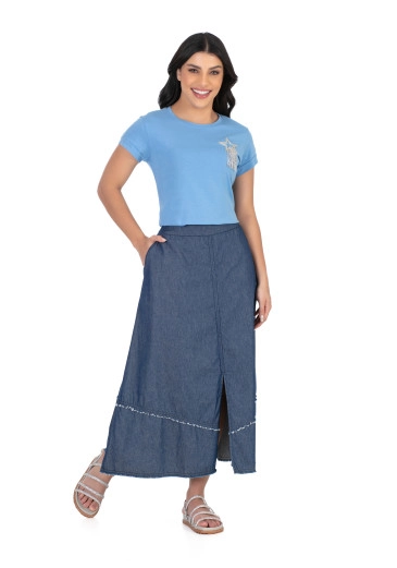 Blusa Lorena Malha Com Termo Colante Em Strass Azul Céu Hapuk Alto Verão 2024