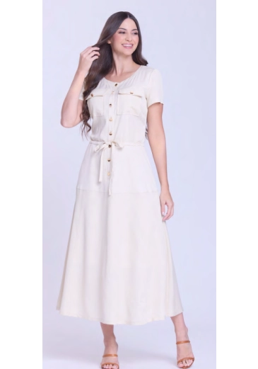 Vestido Thais Em Tecido Plano Bege Hapuk  Outono/Inverno 2026