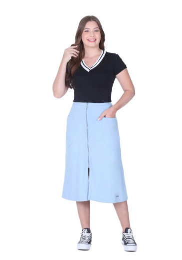 Blusa Leticia Em Malha Decote V Bicolor Preta Hapuk Primavera/Verão 2025