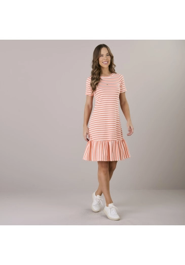 Vestido Isa Em Malha Conforto Laranja Tatá Martello Alto Verão 2025