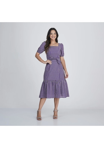 Vestido Silvana Bordado Laise Roxo Tata Martello Alto Verão 2024