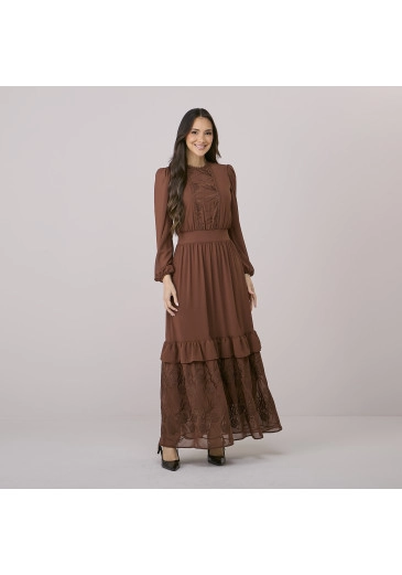 Vestido Karen Em Crepe Marrom Tata Martello Outono/Inverno 2026