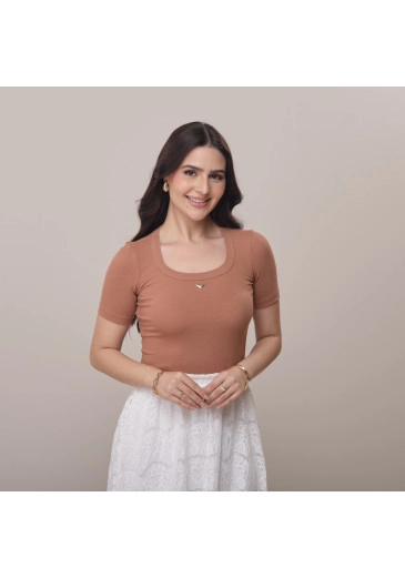 Blusa Paty Em Malha Marrom Tata Martello Primavera/Verão 2026