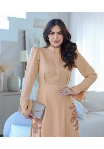 Vestido Camisa Max Midi Em Linhão Palha Lady Like  Kauly Primavera/Verão 2026