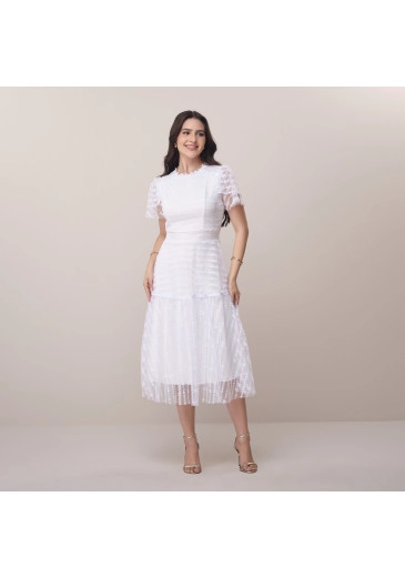 Vestido Ivete Em Renda Guippir Branco Tata Martello Primavera/Verão 2026