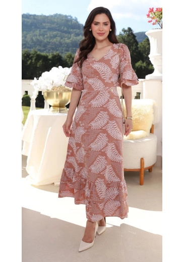 Vestido Janete Em Tricoline Maria Amore Primavera/Verão 2026