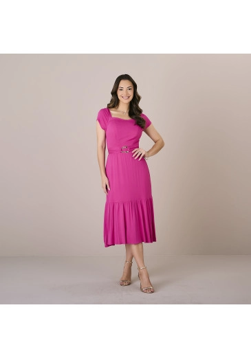 Vestido Talicia Em Viscose Slub Com Elastano Rosa Tatá Martello Alto Verão 2025