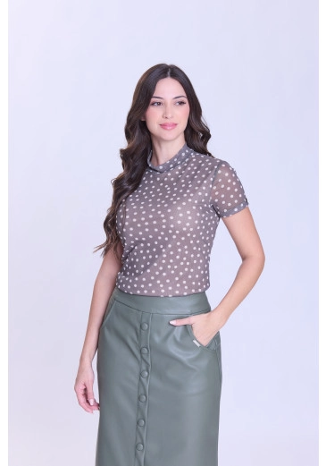 Blusa Aparecida Em Malha Tule Estampada Verde Hapuk Outono/Inverno 2026