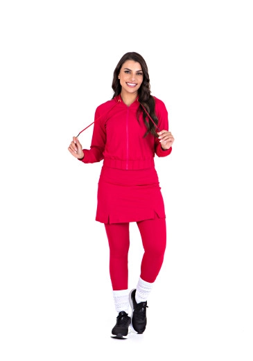Jaqueta Fitness Carol Pink Em Malha Com Proteção UV 50+ Com Capuz Hapuk Outono/Inverno 2023