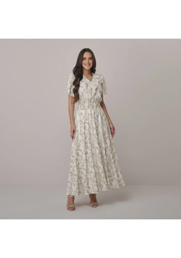 Vestido Estela Em Bordado Zephyr Bege Tata Martello Outono/Inverno 2026