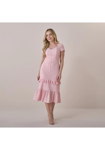 Vestido Helenice Em Renda Jacquard Rosa Tata Martello Primavera/Verão 2026