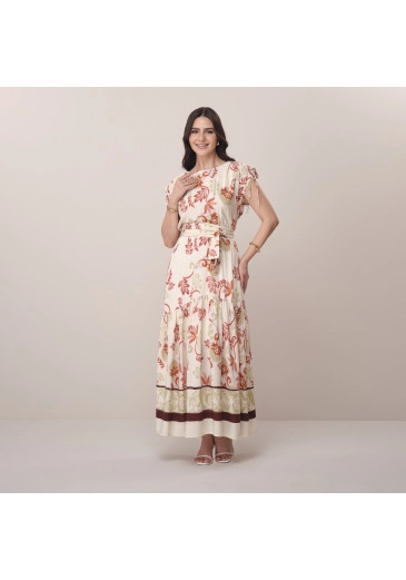 Vestido Gleci Em Viscose Laranja Tatá Martello  Primavera/Verão 2026