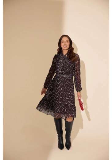 Vestido Elizangela Em Tule Preto Jany Pim Outono/Inverno 2026