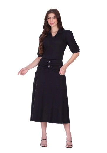 Conjunto Naomi Em Malha Texturizada Preto Hapuk Primavera/Verão 2026