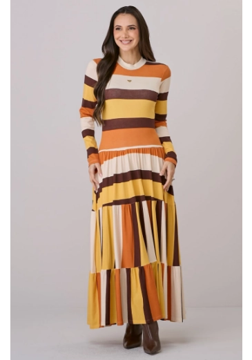 Vestido Rosimeire Em Malha Listrada Amarelo Tata Martello Outono/Inverno 2026