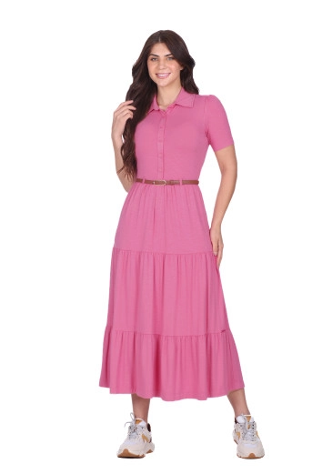 Vestido Paloma Em Malha Flamê Rosa Hapuk Outono/Inverno 2025