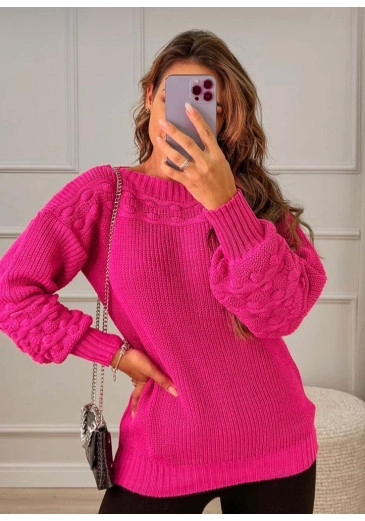 Blusa De Tricot Com Detalhes Na Manga Pink Outono/Inverno 2023