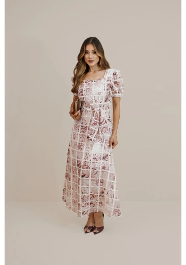 Vestido Amor Perfeito Em Viscose Com Toque De Seda Off White Nitido Outono/Inverno 2026