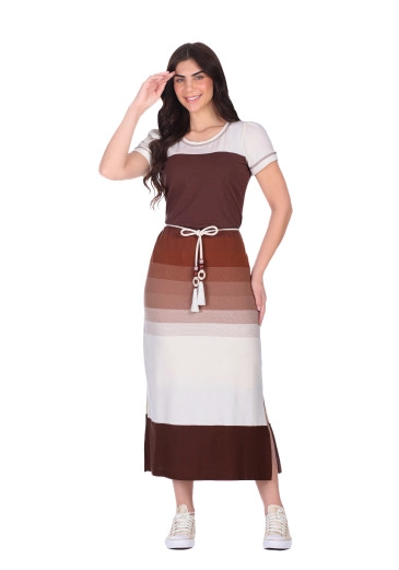 Vestido Carmen Em Malha Piquet Marrom Hapuk Primavera/Verão 2026