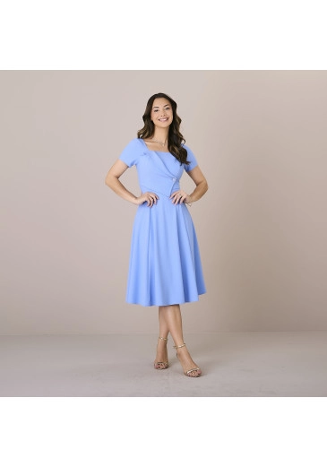 Vestido Rosangela Em Alfaiataria Dubai Com Zíper Nas Costas Azul Tatá Martello Alto Verão 2025