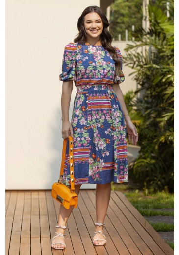 Vestido Elora Em Viscose Azul Tata Martello Alto Verão 2024